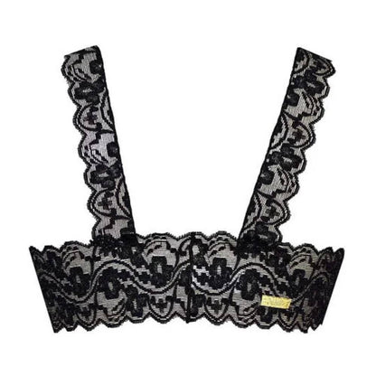 Black Lace and Rhinestone Open Cup Bra-SexyHint