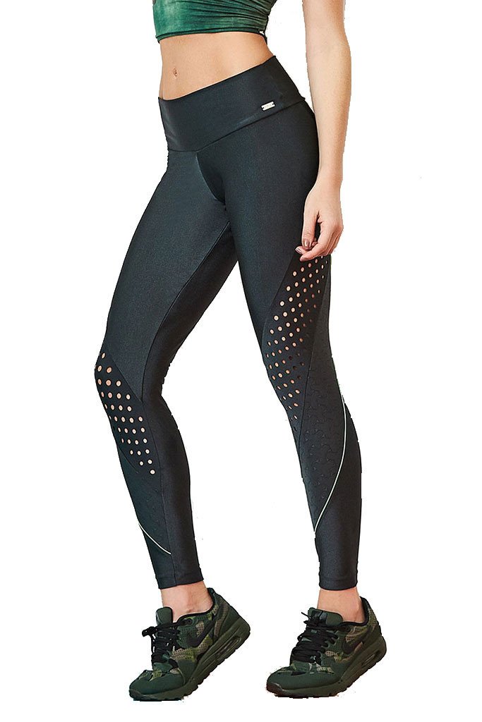 Caju Brasil Black Mesh Detailed Legs Workout Leggings-SexyHint