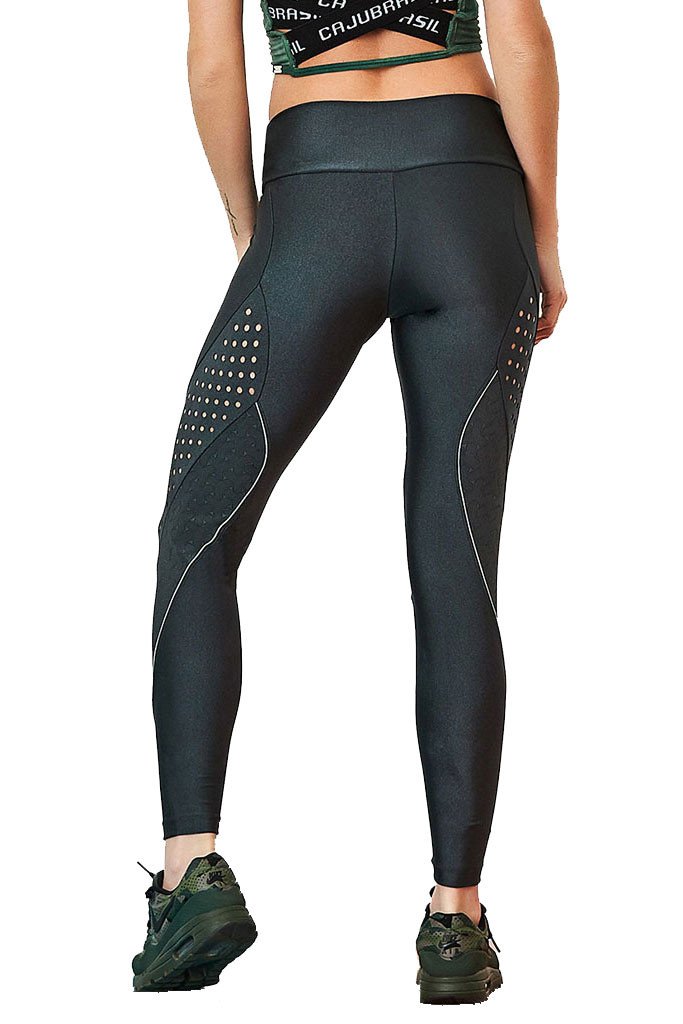 Caju Brasil Black Mesh Detailed Legs Workout Leggings-SexyHint