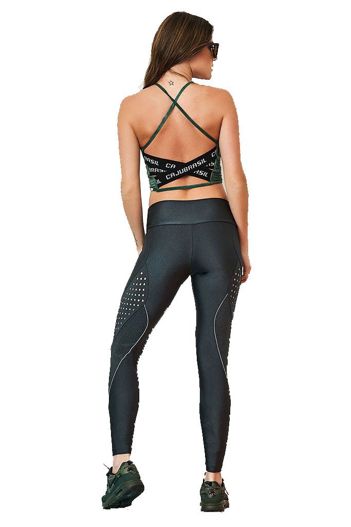 Caju Brasil Black Mesh Detailed Legs Workout Leggings-SexyHint