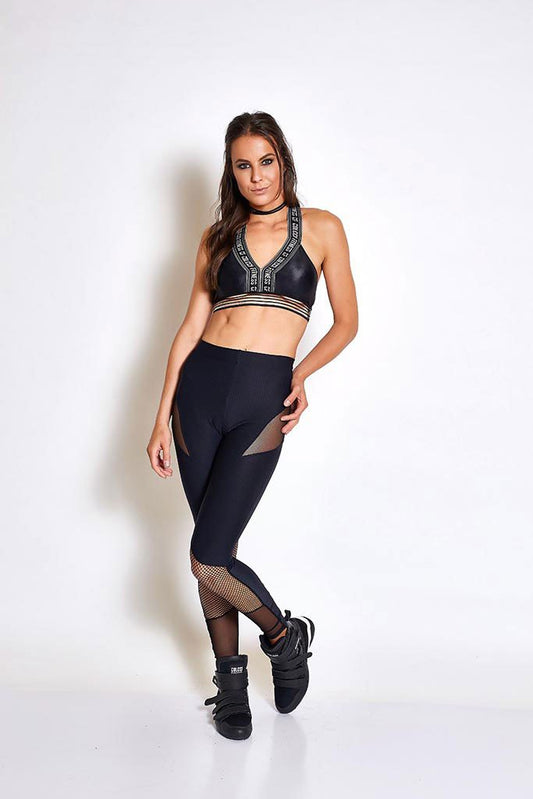 Colcci Fitness Full Black Shin Meshed Workout Pants-SexyHint