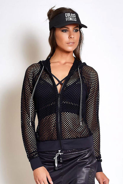 Colcci Fitness Fully Meshed Black Outwear Jacket-SexyHint