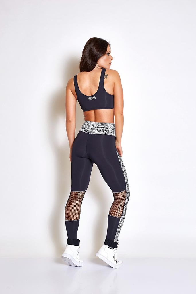 Colcci Fitness Snake Print Back Meshed Crossfit Leggings-SexyHint