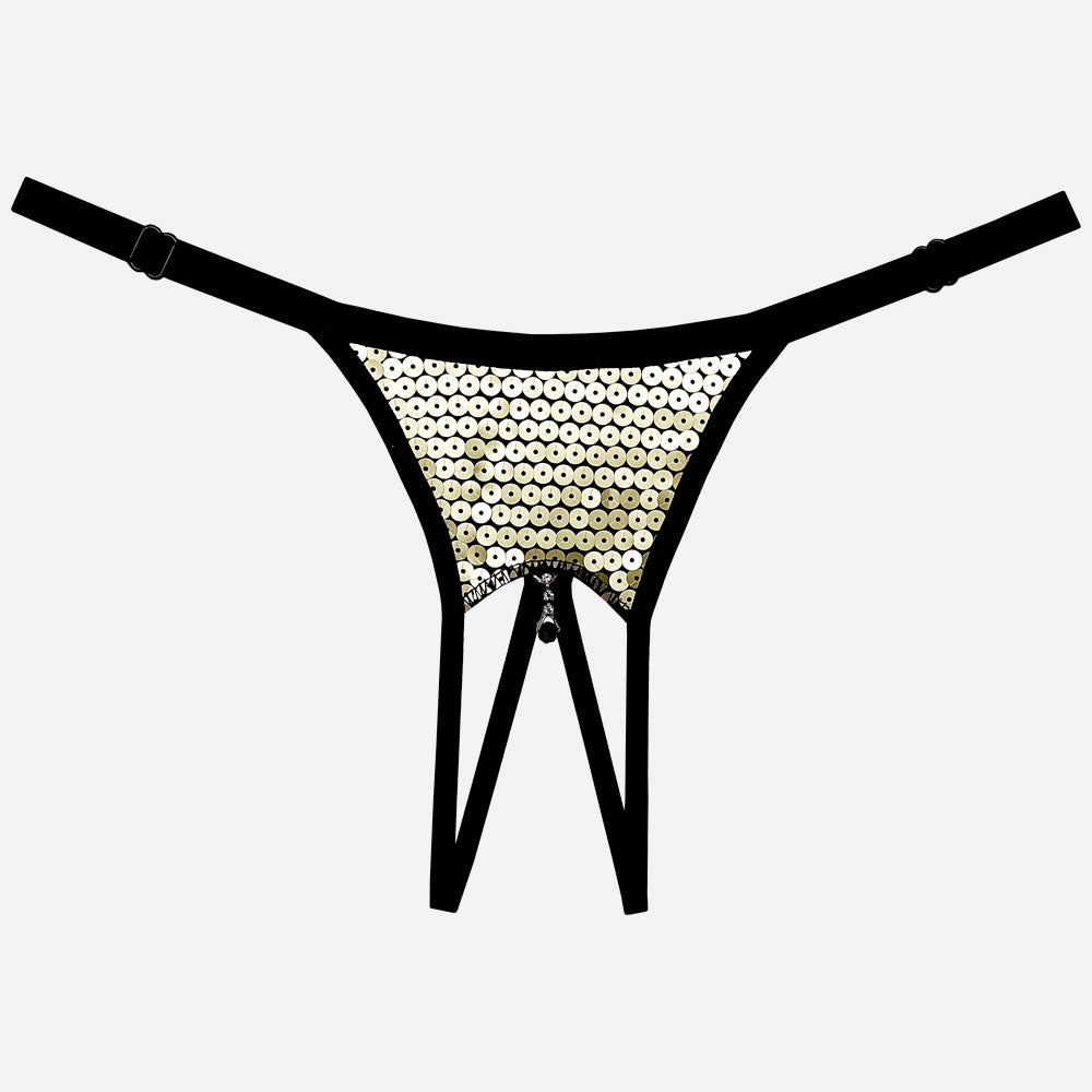 Golden Open Crotch Panties-SexyHint