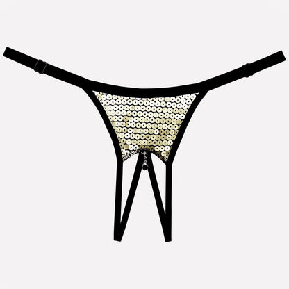 Golden Open Crotch Panties-SexyHint