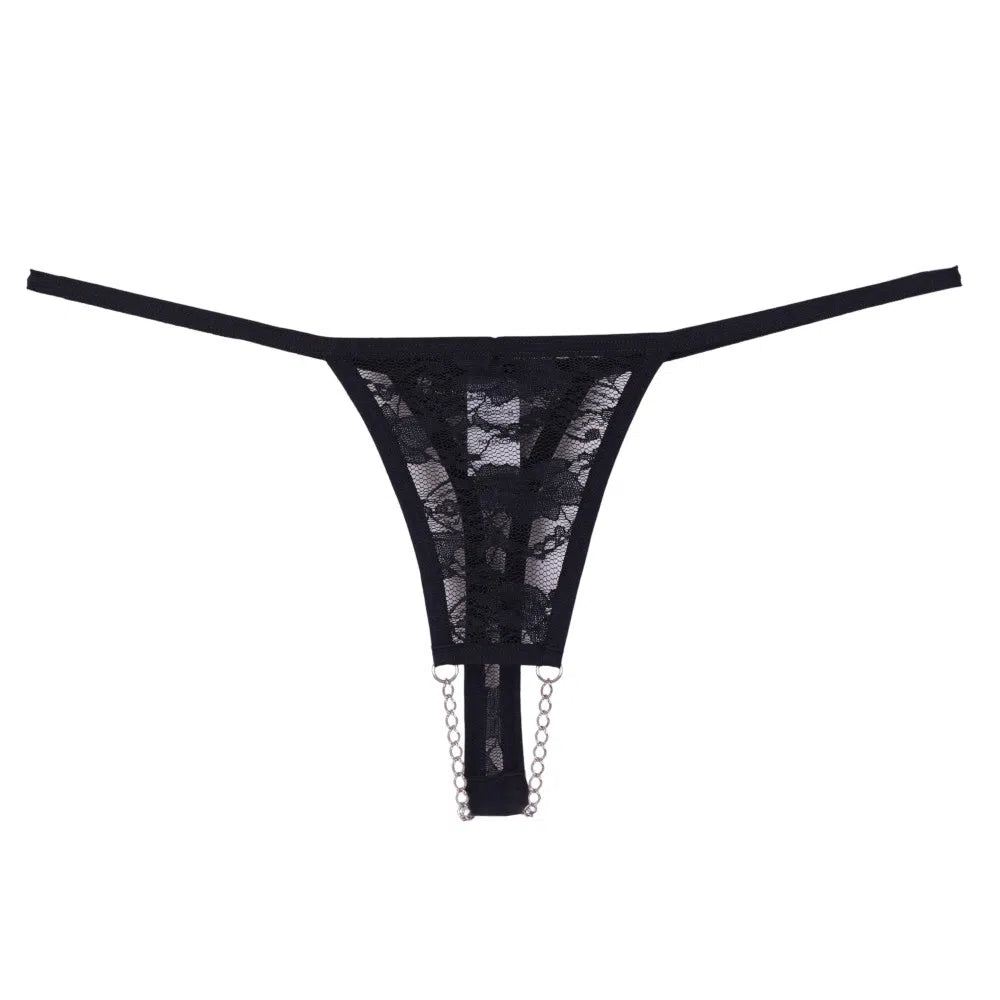 Lace Black Crotchless Panties-SexyHint