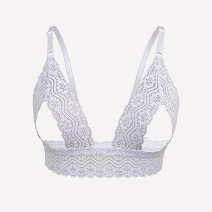 Lace Open Cup Bra Sexy Top Transparent Lace Underwear Open Chest Bralette-SexyHint