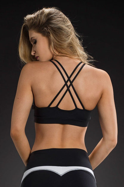 Oxyfit Fashion Black Texture Active Sports Bra-SexyHint