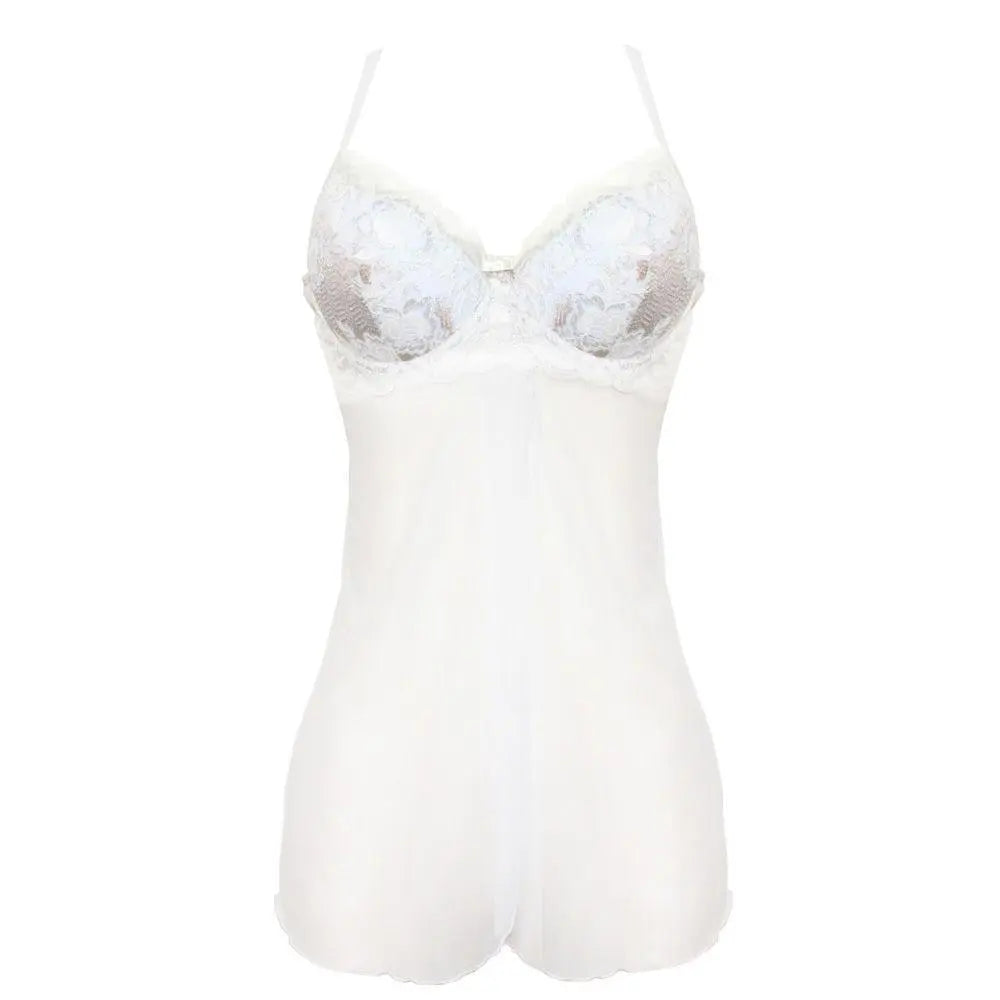 Pleasure White Padded Push Up Babydoll-SexyHint