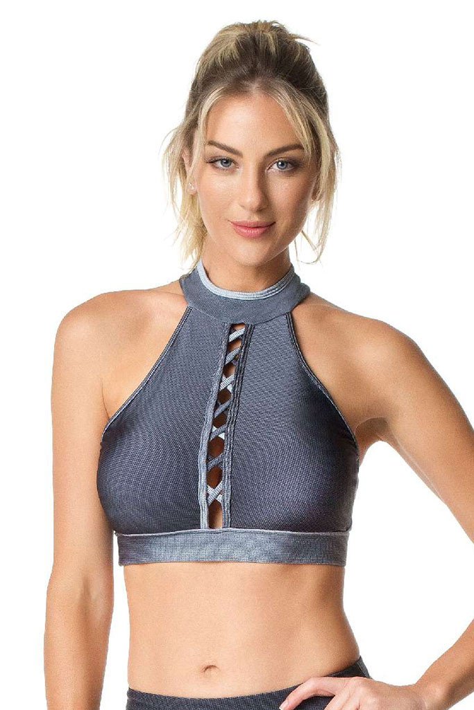 Vestem Shady Gray Gradient Breast Window Sexy Sports Bra-SexyHint